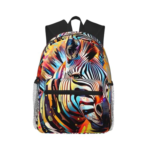 Sac à dos de voyage imprimé zèbre abstrait avec double bandoulière confortable