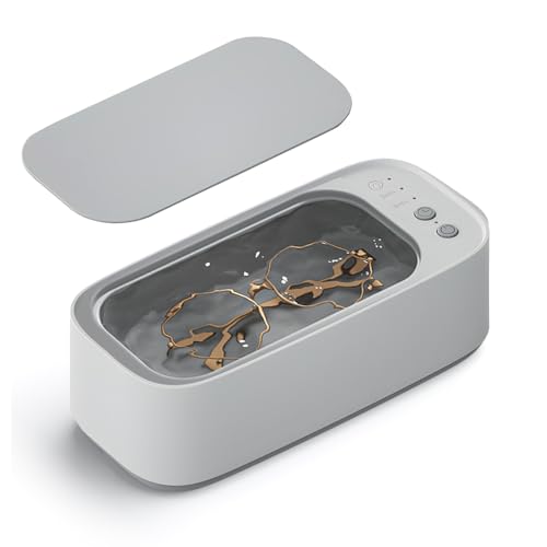Hoquare Ultrasonic Cleaner, 400ml 48KHz Professional Jewelry Glasses Cleaning Machine, Portable Sonic Cleaner for Necklace, Ring, Watch, Denture, Retainer, Ideal Gift for Women & Men