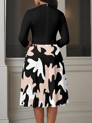 Image of PinkPatty Women's Casual A-line Midi Dresses 3 /4 Sleeve V Neck Fit and Flare Dress with Pockets