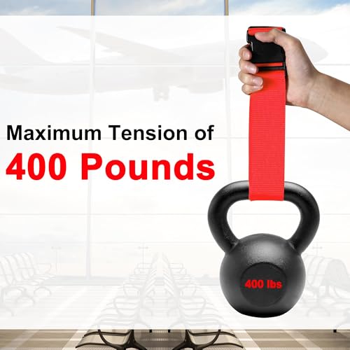 Image of 4 Pack Luggage Straps & Luggage Tags, Luggage Straps for Suitcases [Tsa Approved] [Adjustable Suitcase Belt] Suitcase Straps with Tags Red