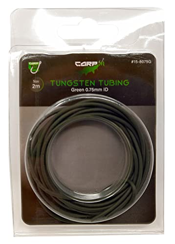 Carp On - 2m Tungsten Tubing 0.75mm Bore - High Density & Soft & Supple - Weed Green - Essential Easy Thread Terminal Tackle To Make Balanced Fishing Rigs (2m of Weed Green) [15-8075G]