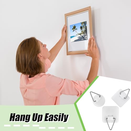 Wenqik SIX-WENQIK-608 45 Pcs Adhesive Picture Hanger Foamboard Picture Hanging Hooks Without Nails Plastic Picture Hangers Sticky Hangers thumb #4