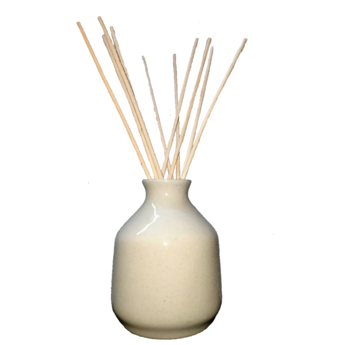 Reed Diffuser Set White Ceramic Bottle with 10 Rattan Reeds for Home decore and Gift (Color-Ivory)
