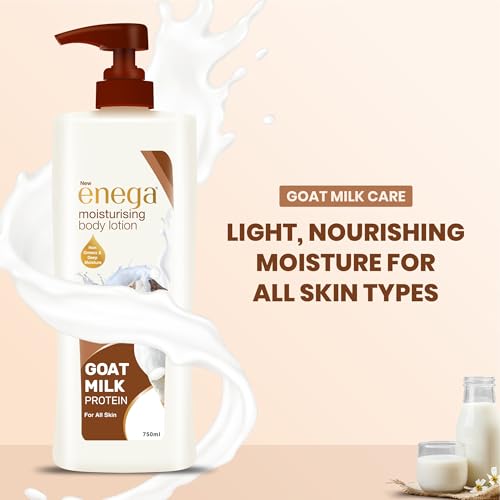 Image of Enega Goat Milk Protein For All Skin Non Grassy & Deep Nourish Moisturizing Body Lotion for Men & Women - 750 ML (Pack of 1)