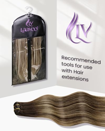 Image of LaaVoo Human Hair Clip in Extensions 14in Remy Natural Shine Silky | Adds luxurious fullness to medium-length hair, hand tied weft creates effortless volume without bulk