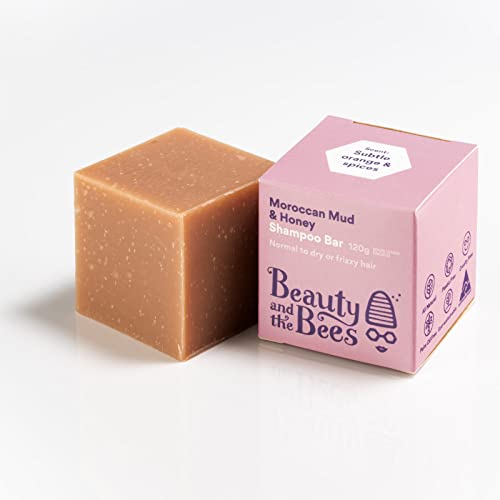 Beauty And The Bees Eco Friendly Moroccan Mud & Honey Shampoo Bar + Honey Silk Conditioner Bar Set - 100% Natural & Organic Ingredients For Normal - Dry Or Curly Hair - Sulfate & Paraben Free #TOP3