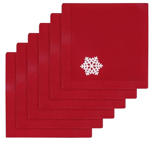Servilletas de Tela Bordadas 100% Algodón Rojo 18x18 Pulgadas miniatura 1
