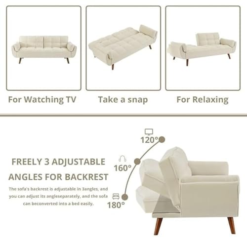 Image of Tarantino 3-Seater Convertible Sofa Cum Bed | Modern Tufted Upholstered Folding Sleeper Sofa for Living Room | High-Density Foam Comfort | Space Saving Couch Bed for Home (Beige)