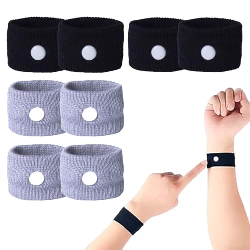 MKEAWWU Pulseras Antimareo Niños Y Adulto, 4 Pares Pulsera Acupresion Anti Nauseas, Bandas Para Enfermedad Marítima, Bandas Elásticas Para Viajar En Barco Coche Avión Y Embarazo, Sin Efectos Secundari