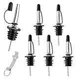 Flaschenausgießer, 6 Stück Edelstahl Ausgießer mit Klappe, für Wein Schnaps Olivenöl Kaffee Sirup Essig, Kommt, mit einem Flaschenöffner