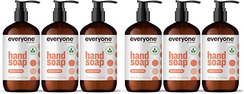 Image of Everyone Liquid Hand Soap,12.75 Ounce,Apricot and Vanilla,Plant-Based Cleanser with Pure Essential Oils,(Pack of 6)