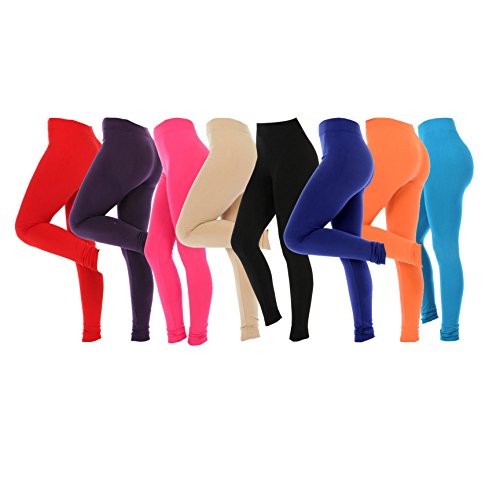 Image of Women's Plus Size Relaxed Fit Cotton Leggings - Multicolor Delights for Comfort and Style (Pack of 8)