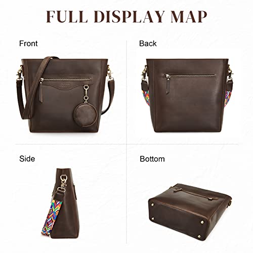 Kattee Bucket Bags For Women, Genuine Leather Tote Bags, Vintage Shoulder Purses Handbags With Coin Pouch #TOP5
