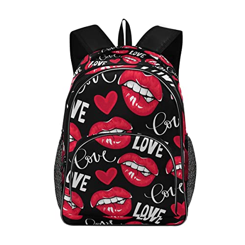 Sac à dos de voyage pour ordinateur portable léger adolescents filles garçons lèvres rouges