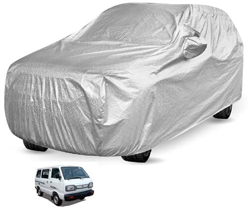 Image of Auto Hub Waterproof Car Cover Compatible with Maruti Omni with Mirror Pocket, Soft Cotton Lining, Waterproof Omni Car Cover- Metallic Silver