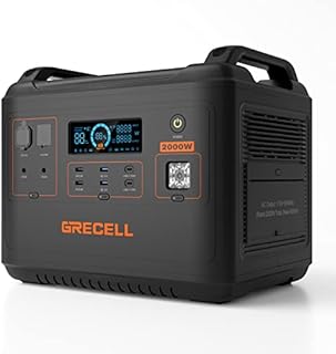 GRECELL Portable Power Station 2000W, 1997Wh LiFePO4 Solar Generator with 2 PD100W, 6 2000W(4000W Peak) AC Outlets, Quiet UPS Backup Battery for Home Emergency CPAP Outdoor Camping Travel RV Van