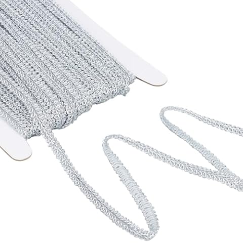 GORGECRAFT 25 Yards Silver Braid Trim Cover