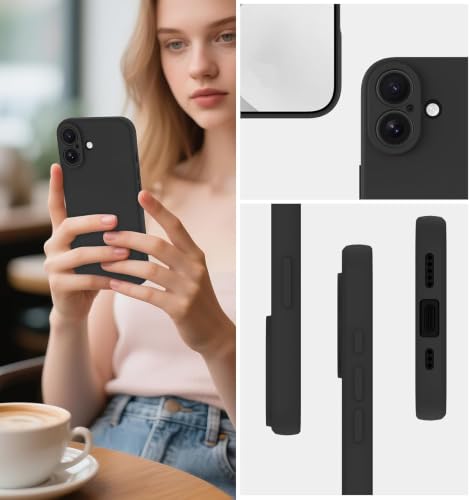 Image of DIZORO Square Microfiber Candy Case Compatible for iPhone 17 Shockproof Slim Back Cover Liquid Silicone Case - Black