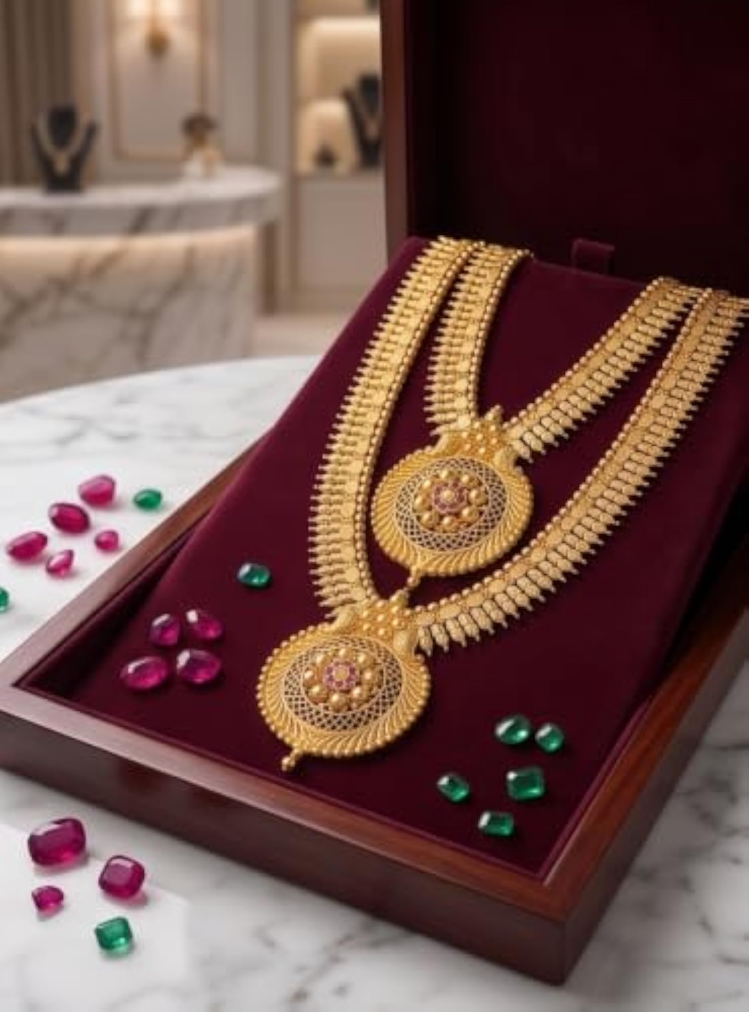 Women's Grand Filigree Medallion Haram Statement Set, Gold Plated