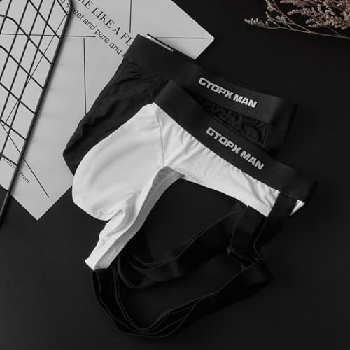 Evankin Men's Sexy Jock Strap Personalized Thong Underwear Ice Silk Strap Men U Convex Bag Fun Brief Underwear4