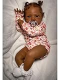 SCOM Realistic Reborn Baby Doll - 20 Inch Black African American Girl, Real Lifelike Dolls with Soft Weighted Body, Poseable Real Baby Reborn Gift Toy for 3+ Years Old Kids
