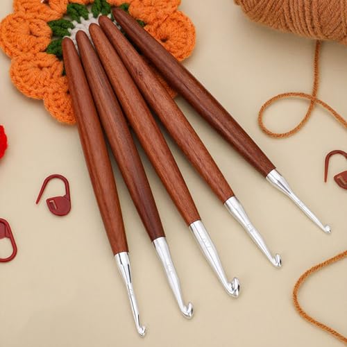 Accesorios de tejer con ganchillos de madera para principiantes 3