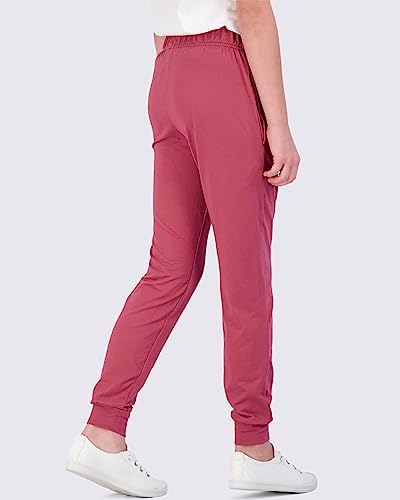 Real Essentials 3 Pack: Girls' Lounge Joggers Soft Athletic Performance Casual Sweatpants(Ages 7-16)3