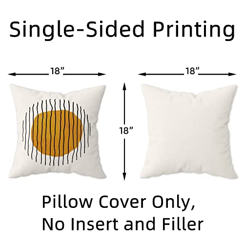Tritard Boho Throw Pillow, Modern Geometric Line Art Abstract Sun Pillow Covers, Mid Century Accent Minimalism Outdoor Decorative Cushion Case Set Of 4 For Bed Couch Sofa Patio Furniture,18X18 Inch #TOP5
