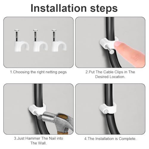 URAQT Cable Clips, 600 PCS White Cable Nail Clips, Cable Tidy Cable Holders Management Wire Tidy Clips, 6 Sizes - Image 4