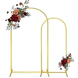 Gold Metal Arch Backdrop Stand 2 Set 7.2FT, 6.6FT Wedding Arch Stand Arched Door Frame for Birthday Party Baby Shower Ceremony Indoor Outdoor Celebration Decor (7.2FT, 6.6FT)