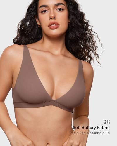 Image of INLYRIC Women's Inbarely Soft Plunge Bralette - Deep V Unlined Triangle No Padding No Underwire Sexy Comfort Sleep Bra