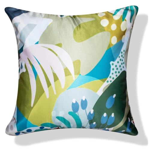 Image of Decorative Satin Sofa Cushion Covers Set of 5, 16 x 16 Inches, Multicolor Floral Printed Pillow Covers for Living Room, Bedroom, Couch & Sofa, Soft Glossy Fabric, Zipper Closure