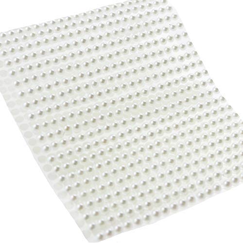 1350Pcs Beige Half Round Faux Pearls Stickers Self-Adhesive Pearl Stickers Flat Back Pearl Stick On White Pearl Appliques Embellishments For Makeup Nail Face Body Earrings Eye Arts Crafts (4Mm) #TOP1