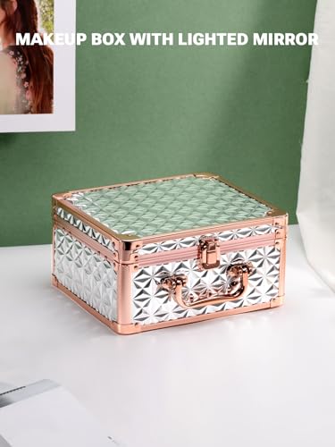 image for Qislee Makeup Box with A Detachable Lighted Mirror, Waterproof Travel 