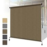 Shade&Beyond Outdoor Roller Shades 10' W x 8' H, Patio Roll Up Blinds 220 GSM Shade Cloth Roll for Porch Gazebo Pergola Balcony Backyard, Wheat