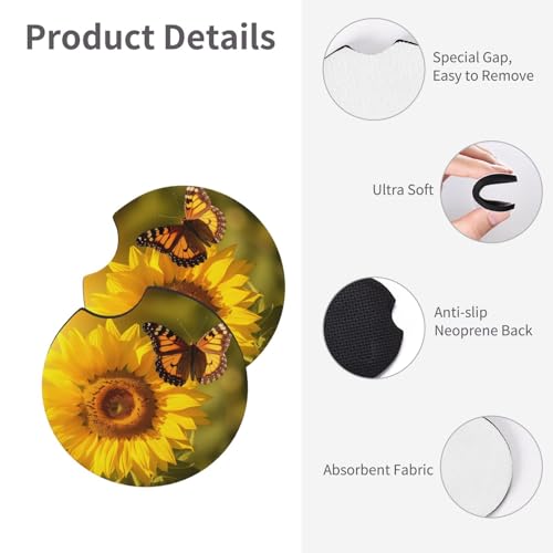 Set de 2 portavasos para carro diseño girasol y mariposa miniatura 4