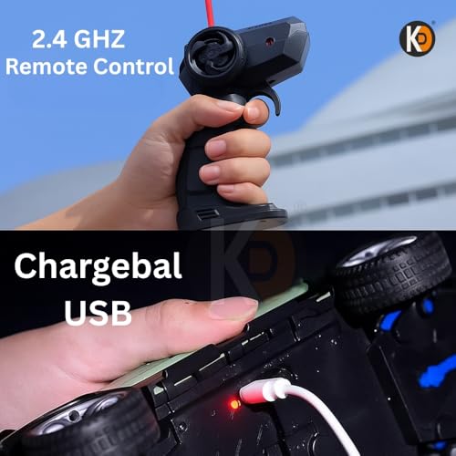 Image of K D Smoke Remote Control SUV Defender Car - High-Speed Off-Road RC Car with LED Lights & Smoke | USB Type-C Charging (5 Defendar with Fog Remote Car Dark Blue)