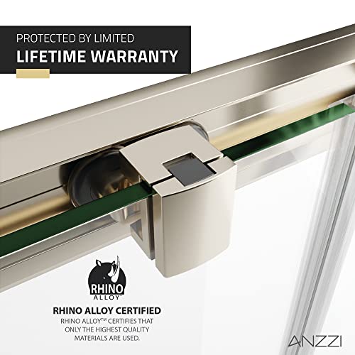 Anzzi 70-In. X 60-In. Framed Double Sliding Shower Door, Resistance Free Hinges For Smooth Opening And Closing, Clear Tempered Glass In Brushed Nickel Finish (Sd-Az15-01Bn) #TOP6