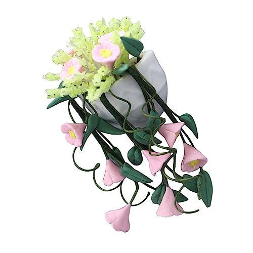 VALICLUD 1Pieza Mini Adorno de Flores Artificiales Decoración para Casas de Muñecas Plantas Simuladas Maceta Blanca Accesorio para Miniatura