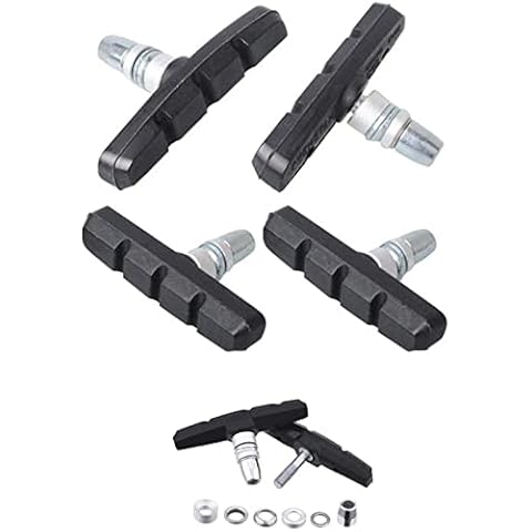 Cheeroyal 2 Pairs 70 mm V Bike Brake Pads with Hex Nuts and Spacers V Bicycle Brake Blocks Set Black Cover