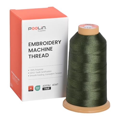 Image of Poolin Polyester Machine Embroidery Thread 4000M 40WT Dark Olive Green 0218