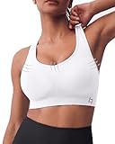 FITTIN Racerback Sports Bra for Women - High Impact Padded Seamless Activewear Bras for Yoga Gym Workout Fitness White