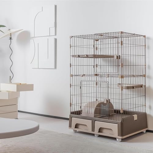 MOTASAN キャットケージ ホワイト 3段トイレ付き Amazon | MOTASAN 猫