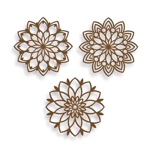 Tres Aristas | Mandalas Decorativos Pared | Juego de 3 Piezas | Diseño Moderno y Exclusivo | Decoración para Salón, Dormitorios y Espacios Elegantes | Ideal para Decoración de Hogar (Bronce)