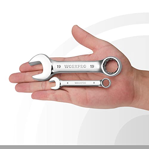 Workpro 12-Piece Stubby Combination Wrench Set, Metric 8-19Mm, Crv Steel Wrenches, Combination Ended Spanner Kit With Storage Case #TOP4