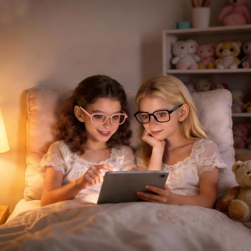 Image of Ultra-Light Blue Light Blocking Glasses with Case for Kids and Teens,Anti Eyestrain &UV400