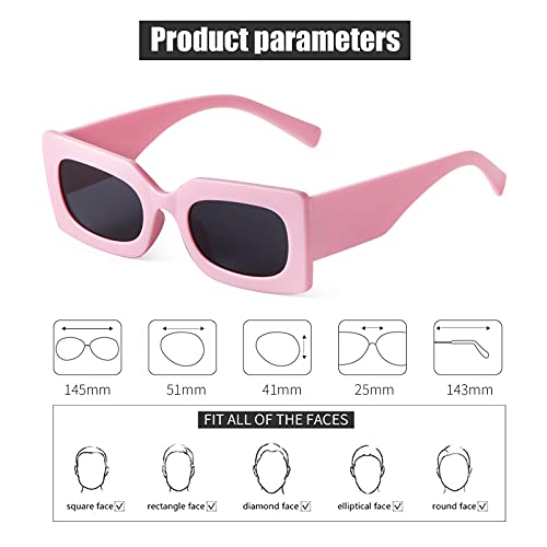 GIFIORE Retro Rectangle Sunglasses For Women Cute Colorful Trendy Chunky Square Sun Glasses3