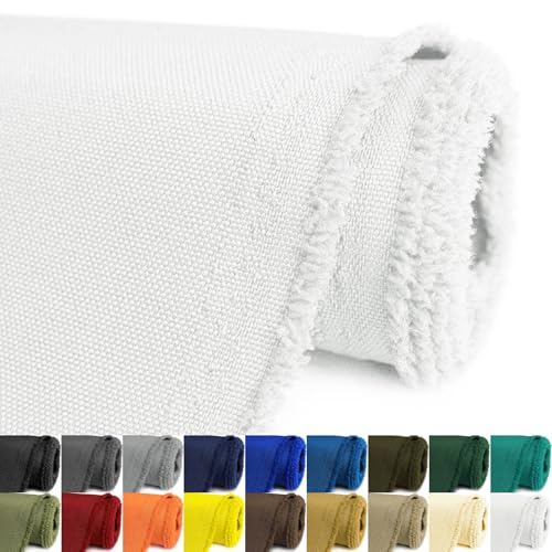 Waterproof Canvas Fabric by The Yard 58inch 600D Upholstery Material Polyester Fabric Outdoor Water Resistant Fabric for Sewing Chair Patio Cushion Purse Bag Interior, Pre Cut 1 Yard White