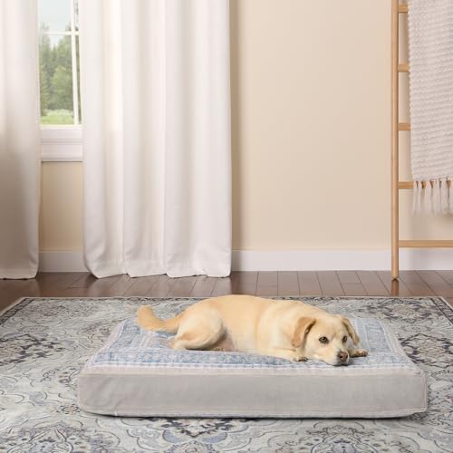 TOWN & COUNTRY EVERYDAY CuddleTown Medallion Pillow Crate Mat Pet Bed, Water Repellent Floor Pillow, Machine Washable Cover, Soft & Calming, Blue/Beige, Medium 36"x28"x4" - Image 5