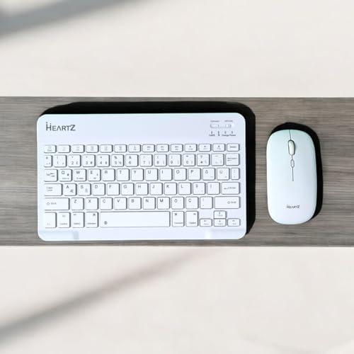 HEARTZ KEY 01 KABLOSUZ BLUETOOTH WİRELESS TÜMÜ TÜRKÇE KARAKTERLİ i ü ğ harfleri bulunur KLAVYE MOUSE SETİ (BEYAZ) - Görsel 1